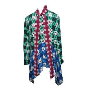 Mary Katrantzou Tunic Top with Bow and Geometric Print